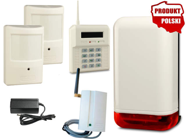 BEZPRZEWODOWY ZESTAW ALARMOWY ELMES, 2 x CZUJNIK, GSM, SYGNALIZATOR