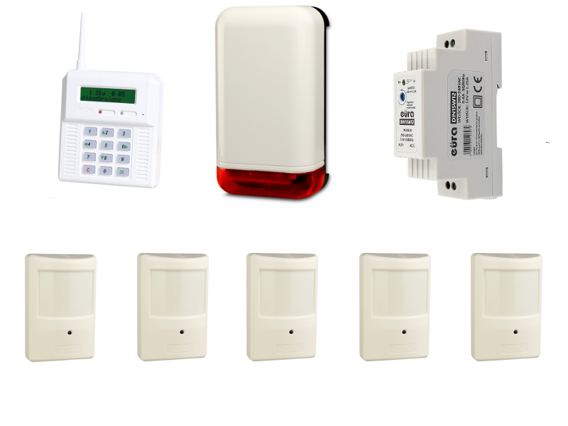 BEZPRZEWODOWY ZESTAW ALARMOWY ELMES, 5 x CZUJNIK, SYGNALIZATOR