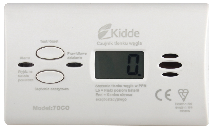 CZUJNIK KIDDE TLENKU WĘGLA, CZADU, 7DCO 10 lat LCD