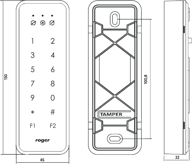 Czytnik zbliżeniowy ROGER PRT84MF-BK-W