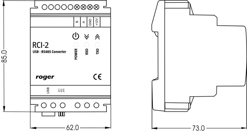 WIDOK ORAZ WYMIARY RCI-2