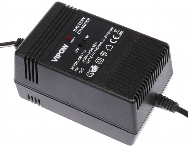 ŁADOWARKA 6V/12V (1,8A) VIPOW DO AKUMULATORÓW ŻELOWYCH (BAT1132)