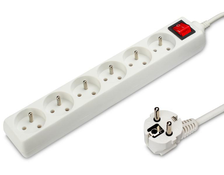 Przedłużacz biały 6 gniazd 3m