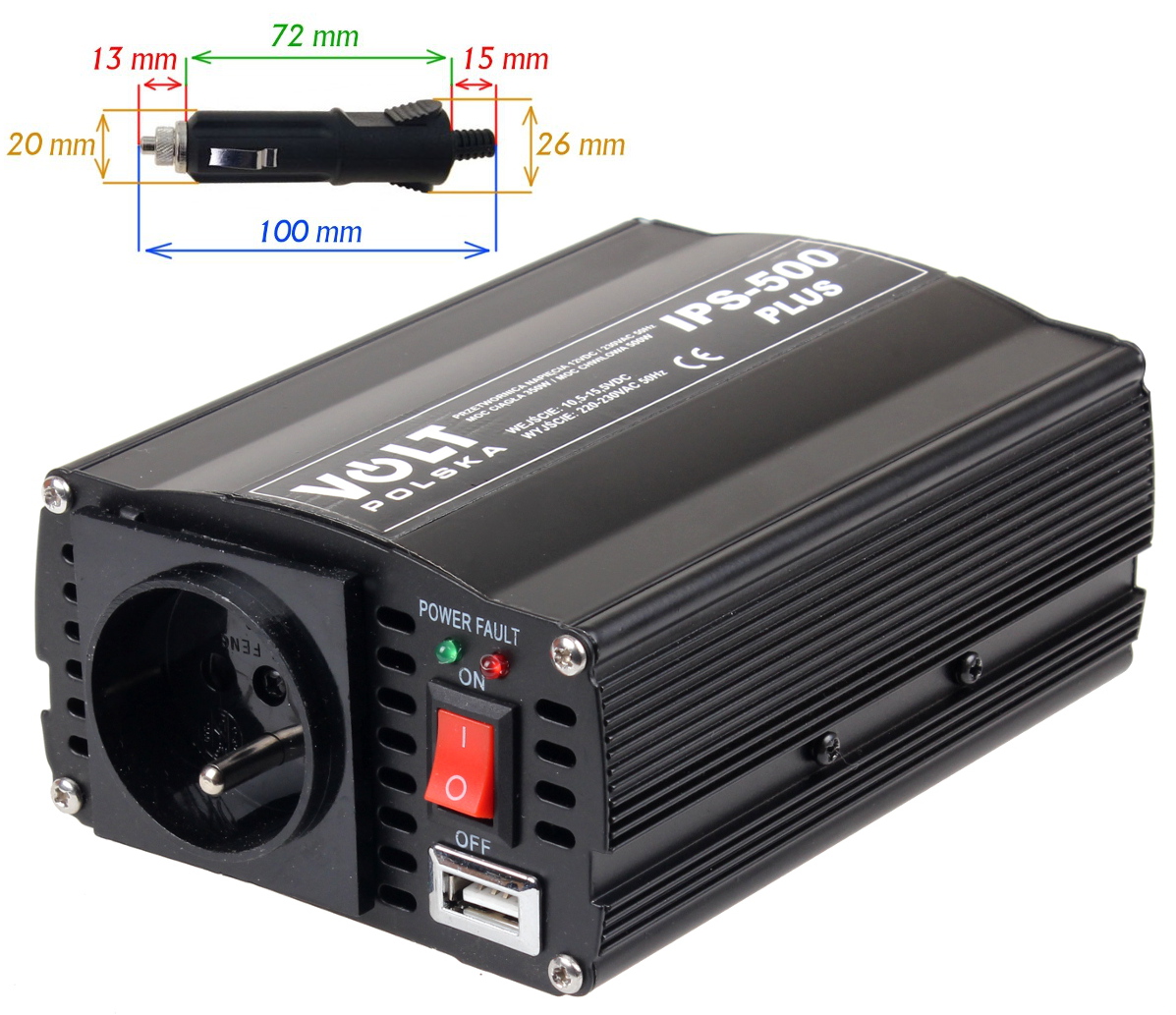 PRZETWORNICA IPS-500 PLUS 12V / 230V 350/500 W