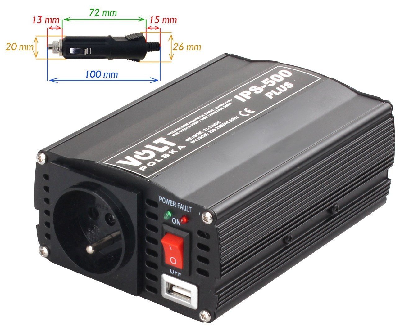 PRZETWORNICA IPS-500 PLUS 24V / 230V 350/500 W