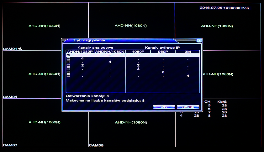 Dostępne tryby pracy