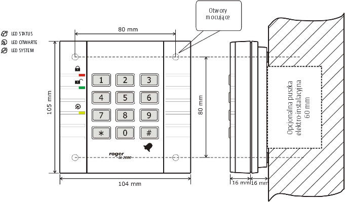 WIDOK ORAZ SPOSÓB INSTALACJI ZAMKA SL2000B