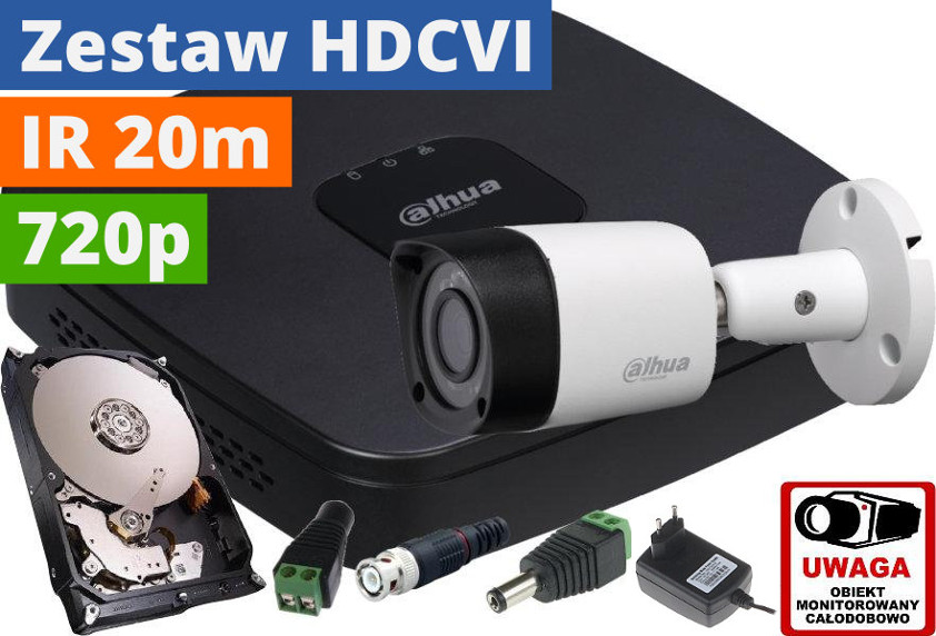 ZESTAW DAHUA HDCVI 1 KAMERA 720P