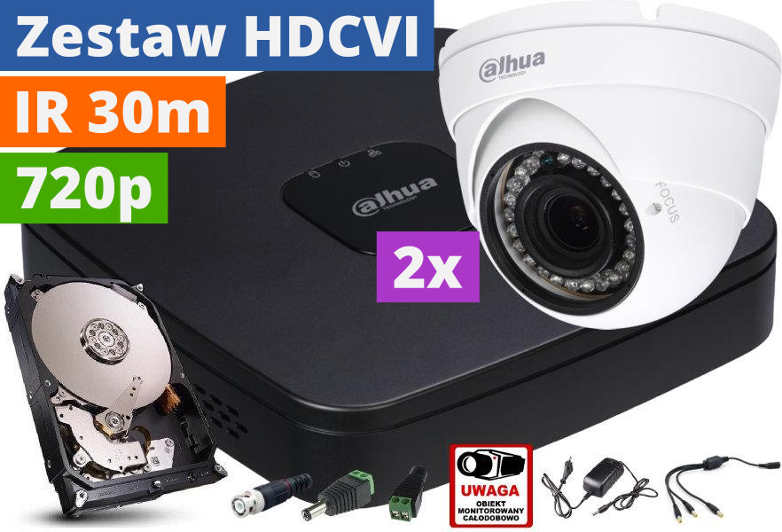 ZESTAW DAHUA HDCVI 2 KAMERY 720P