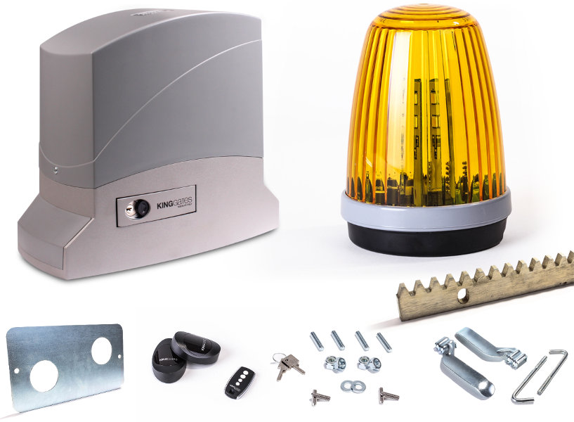 Zestaw do bramy przesuwnej King Dynamos 500 + 5m listwy + lampa + piloty