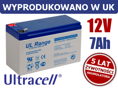 AKUMULATOR ŻELOWY 12V 7Ah ULTRACELL LIMITED